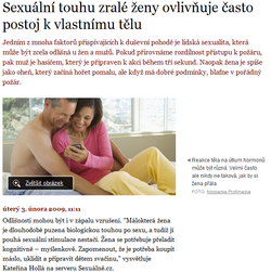 Sexuální touhu zralé ženy ovlivňuje často postoj k vlastnímu tělu